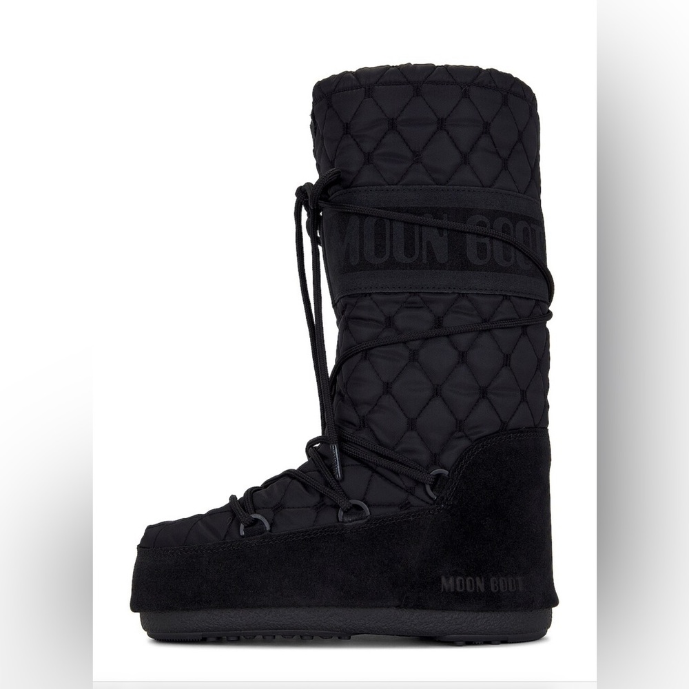 Moon Boot icon Black Quilted Boots 39/41 8-9.5 - Picture 2 of 12
